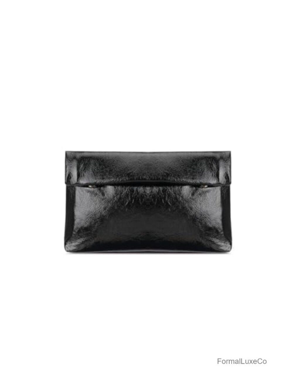 Women's Metallic Crinkled Faux Leather Fold-over Clutch Purse
